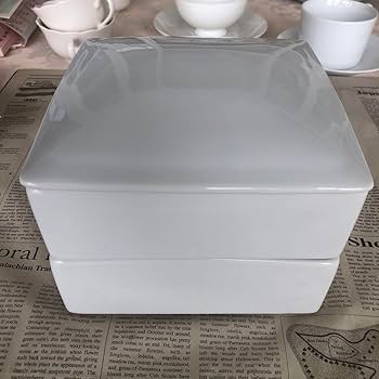 Amazon.co.jp: 高級スクエアお重 ポーセラーツ白磁 : ホーム